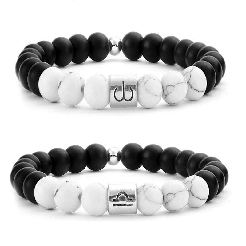 Pulsera de la fortuna con cuentas de turquesa blanca, piedra esmerilada Natural, 12 constelaciones del zodíaco , Buddha Stones
