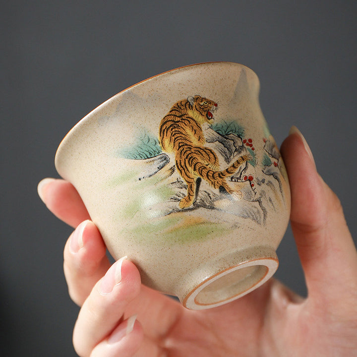 Taza de té de cerámica del zodíaco chino, 12 Buddha Stones, taza de té de Kung Fu, 130ml