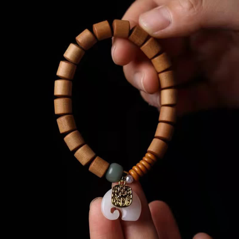 Pulsera de protección de elefante de jade de sándalo