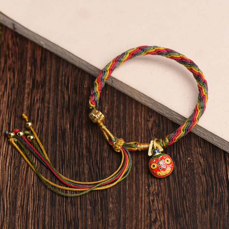 Pulsera de cuerda colorida con nudo de reencarnación de la suerte de la familia de la bestia tragadora de oro con Buddha Stones