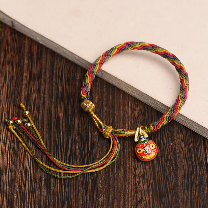 Pulsera de cuerda colorida con nudo de reencarnación de la suerte de la familia de la bestia tragadora de oro con Buddha Stones