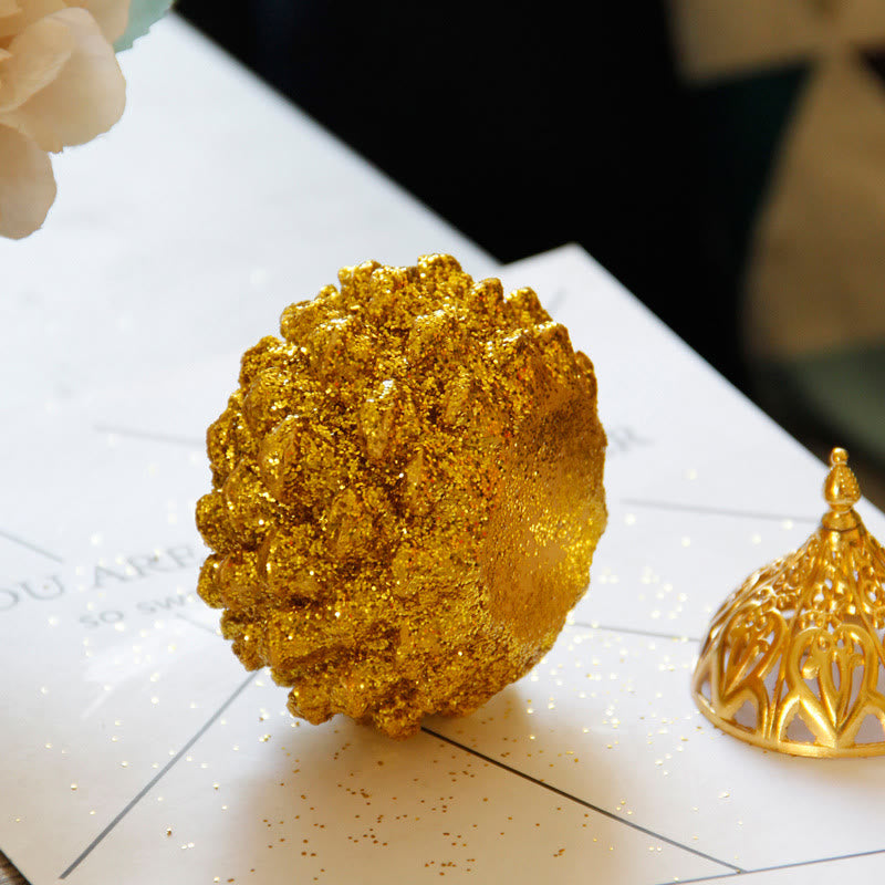 Mini quemador de incienso con diseño de cono de pino dorado, decoración de mesa para el hogar, rituales espirituales