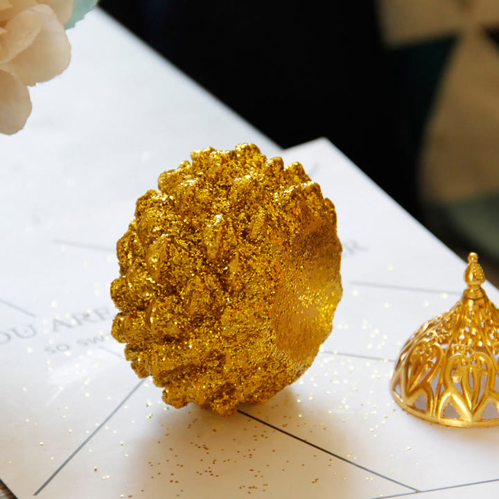 Mini quemador de incienso con diseño de cono de pino dorado, decoración de mesa para el hogar, rituales espirituales