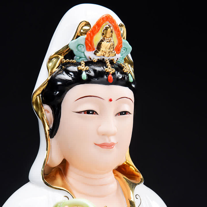 Chenrezig Bodhisattva Avalokitesvara Éxito Estatua de cerámica Decoración del hogar - image 7