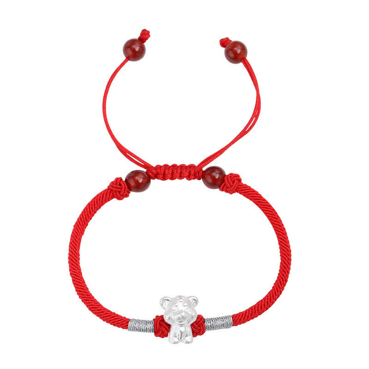 Pulsera de hilo rojo de la fuerza de la suerte del zodíaco chino de plata de ley 999 con Buddha Stones - image 19