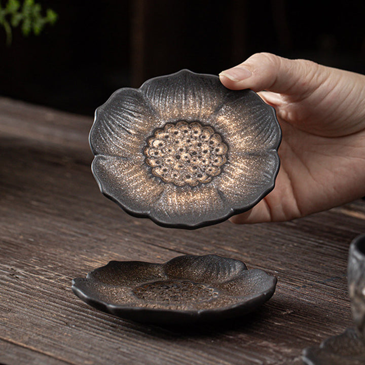 Tapete para Taza de cerámica con diseño de flor de loto Vintage , Buddha Stones, posavasos para taza de té, tapete para té de Kung Fu