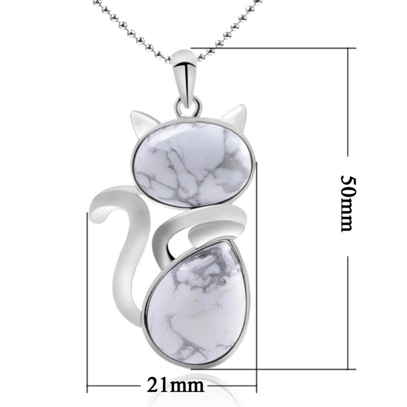 Save A Cat; Lindo patrón de gato Protección de cristal natural Collar con colgante amante de los gatos - image 16