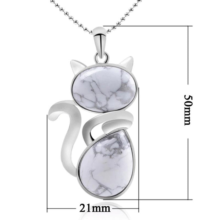 Save A Cat; Lindo patrón de gato Protección de cristal natural Collar con colgante amante de los gatos - image 16