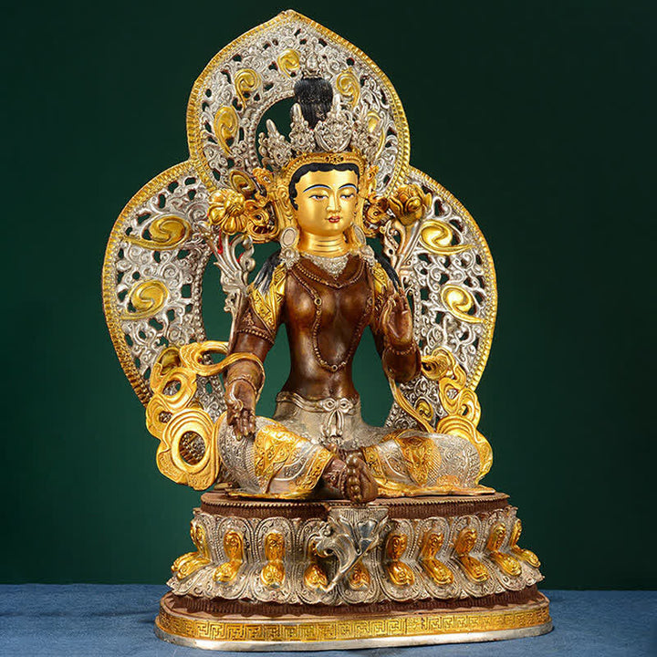 Decoración de estatua de cobre Bodhisattva Green Tara Hope - image 2