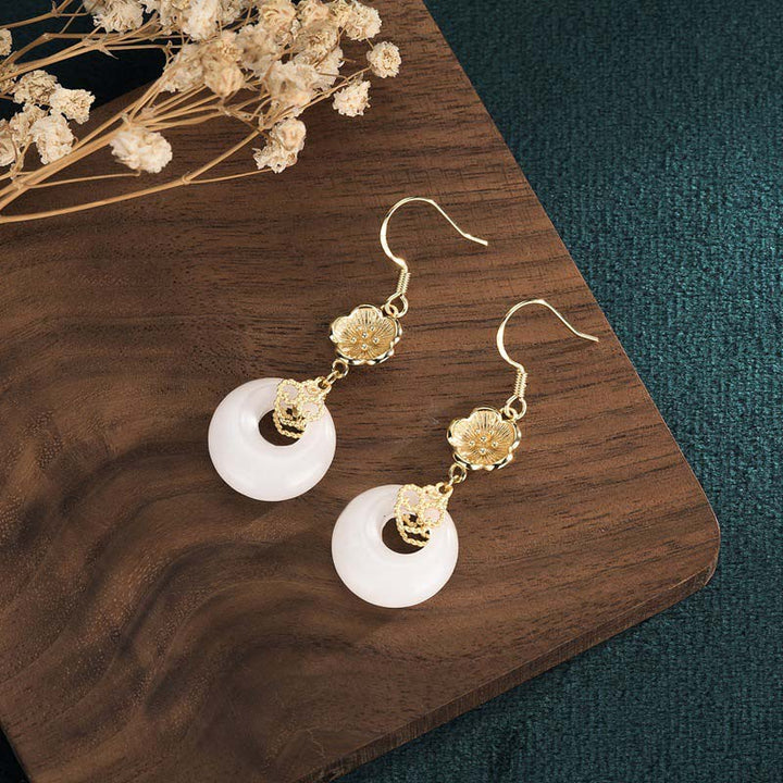 Pendientes colgantes de bendición de jade blanco FengShui