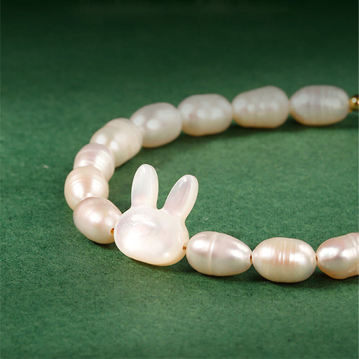 Pulsera de sinceridad de conejo lindo con perlas naturales de Buddha Stones