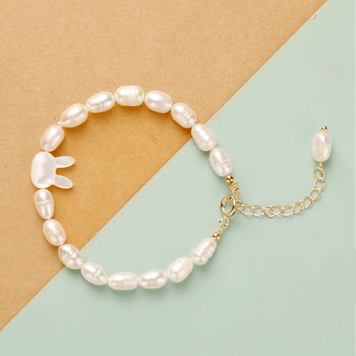 Pulsera de sinceridad de conejo lindo con perlas naturales de Buddha Stones