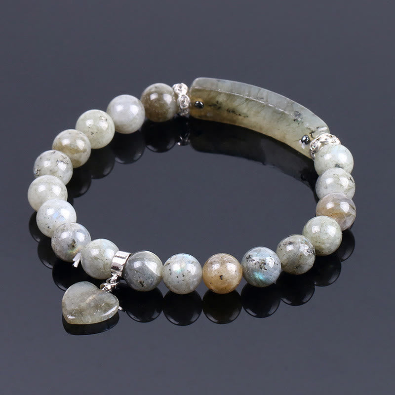 Pulsera de cuentas curativas de corazón de amor de cuarzo natural con Buddha Stones