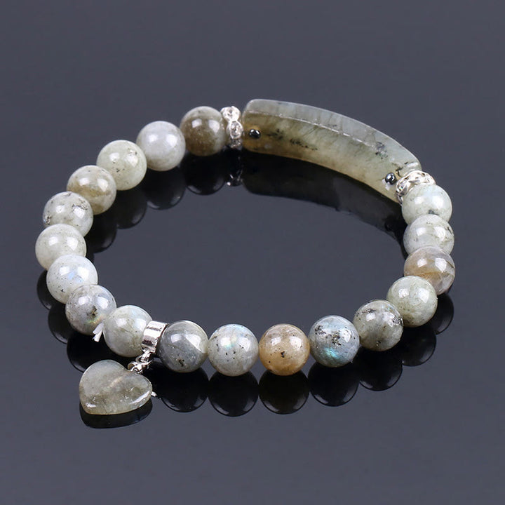 Pulsera de cuentas curativas de corazón de amor de cuarzo natural con Buddha Stones