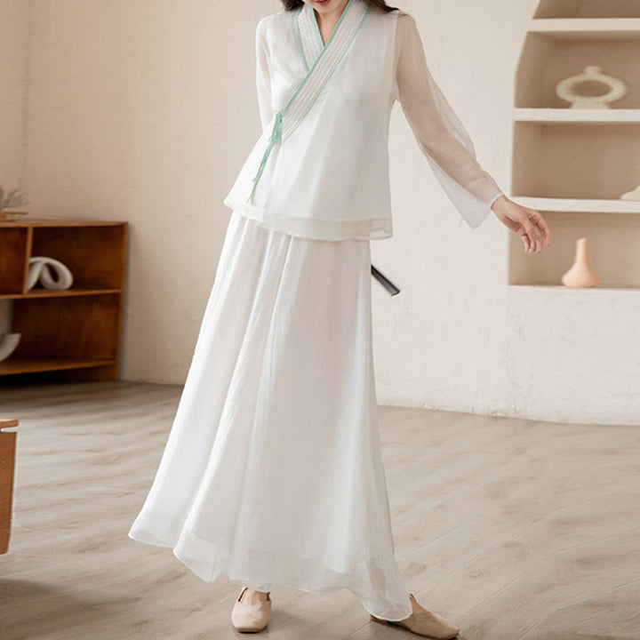 Conjunto de ropa de gasa para mujer, ropa de práctica de meditación espiritual Zen, Buddha Stones, oración Retro