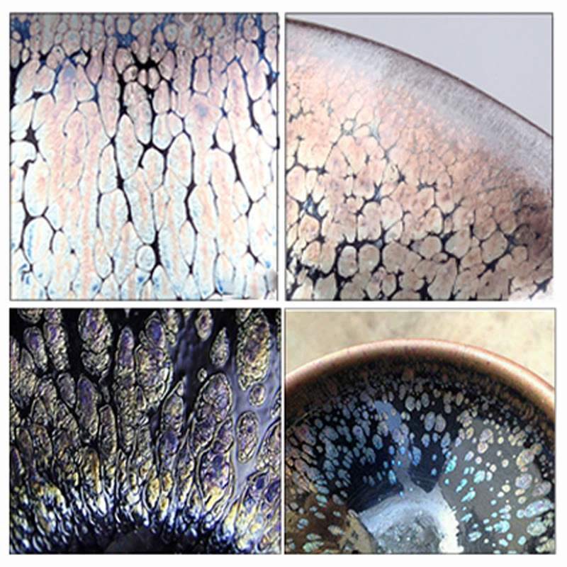 Taza de té de cerámica Jianzhan chino con diseño de arcoíris Aurora hecha a mano con Buddha Stones , taza de té Tenmoku Kung Fu