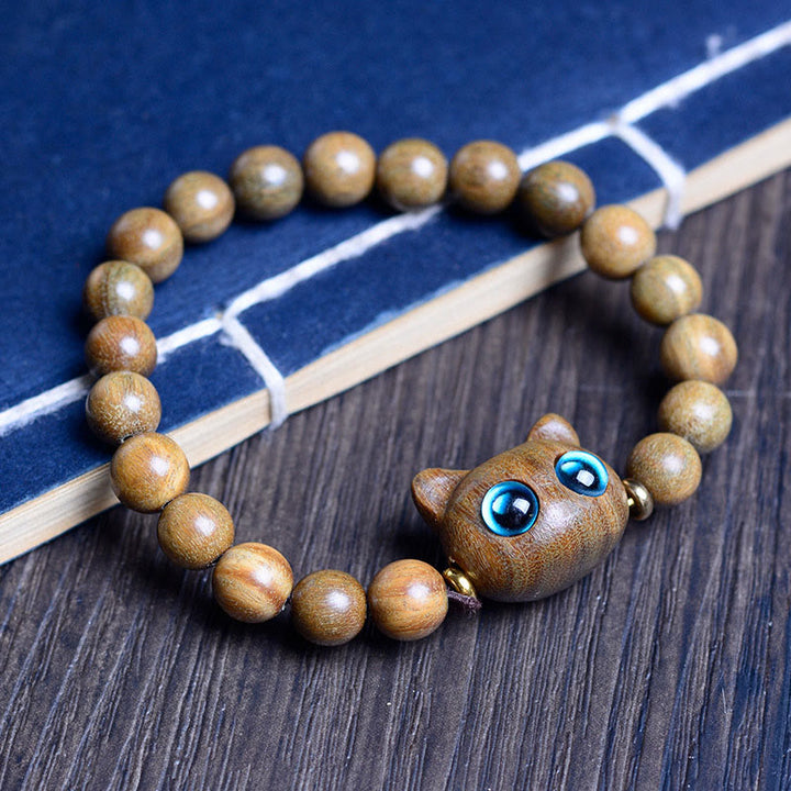 Buddha Stones Madera de ébano Sándalo verde Sándalo rojo Precioso gato Pulsera de equilibrio - Gato de sándalo verde de 8 mm x 20 cuentas (circunferencia de muñeca: 14-16 cm) - image 9