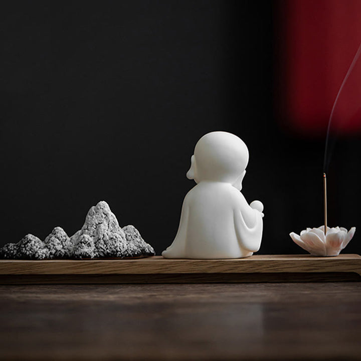 Buddha Stones, flor de loto, Tathagata Kwan Yin, Avalokitesvara Ksitigarbha, palo de cerámica para meditación, decoración de quemador de incienso