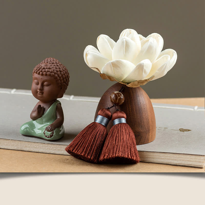 Decoraciones de cura calmante de flor de Buda de madera de melocotón negro