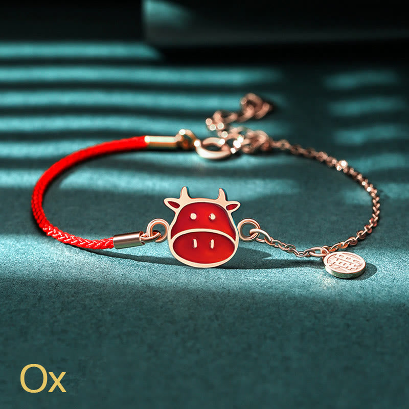 Pulsera de cadena de hilo rojo con protección de la suerte del zodiaco chino que cambia de color de Plata de Ley 925 con Buddha Stones - Buey (circunferencia de la muñeca 14-15 cm) - image 6
