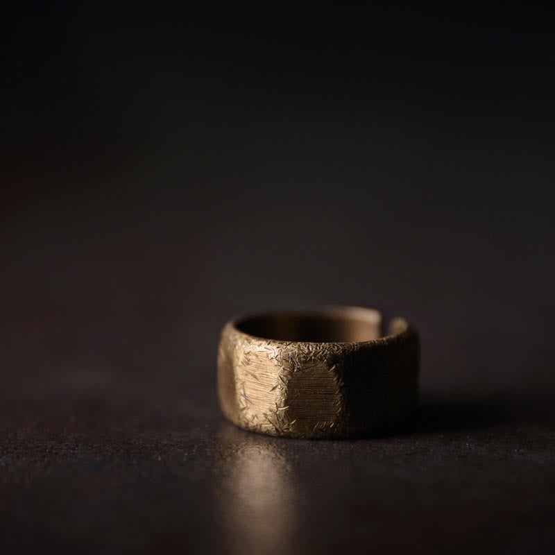 Anillo de riqueza esmerilado de latón y cobre de diseño simple tibetano - 10 mm - 49,6 mm - image 9