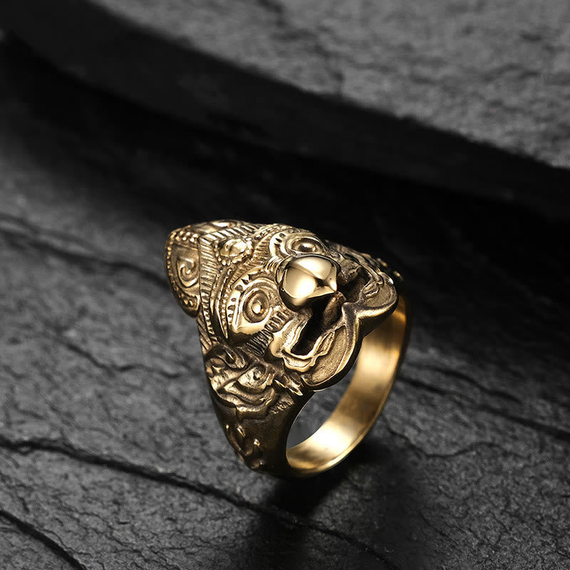Anillo de acero de titanio con protección de aves Tibet Garuda