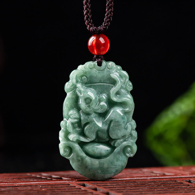 Colgante de collar de prosperidad del zodíaco chino con Buddha Stones de jade natural 12 - image 7