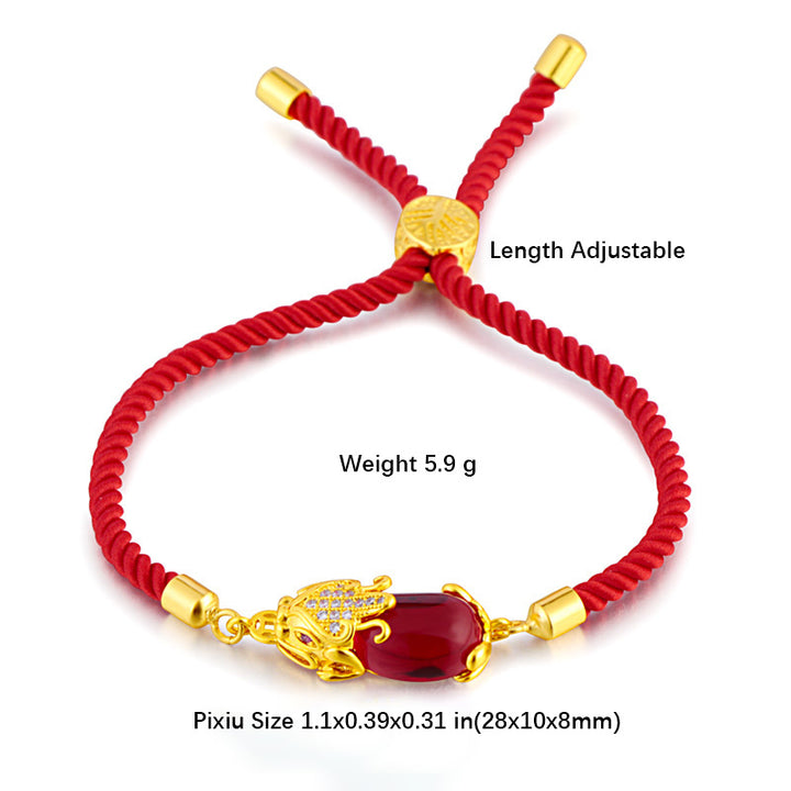 Pulsera de hilo rojo Pixiu de ágata roja atractor de riqueza de Buddha Stones