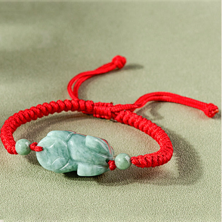 Pulsera de cuerda trenzada con nudo King Kong, protección PiXiu de Jade Natural hecha a mano con Buddha Stones - image 4