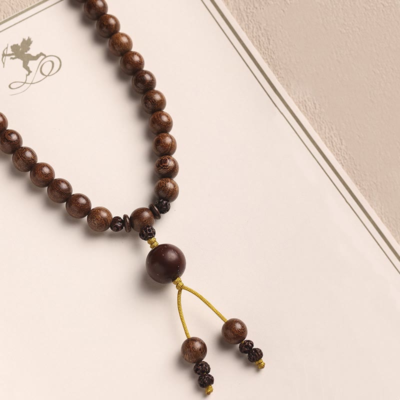 Pulsera de doble envoltura con Buddha Stones , sándalo, hoja pequeña, sándalo rojo, purificación de semillas Bodhi