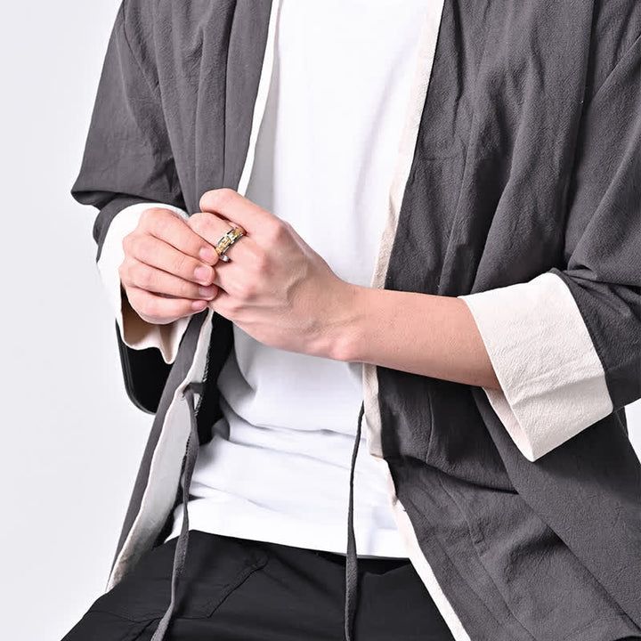 Buddha Stones Anillo de estimulación giratorio de acero de titanio Dragon - image 3