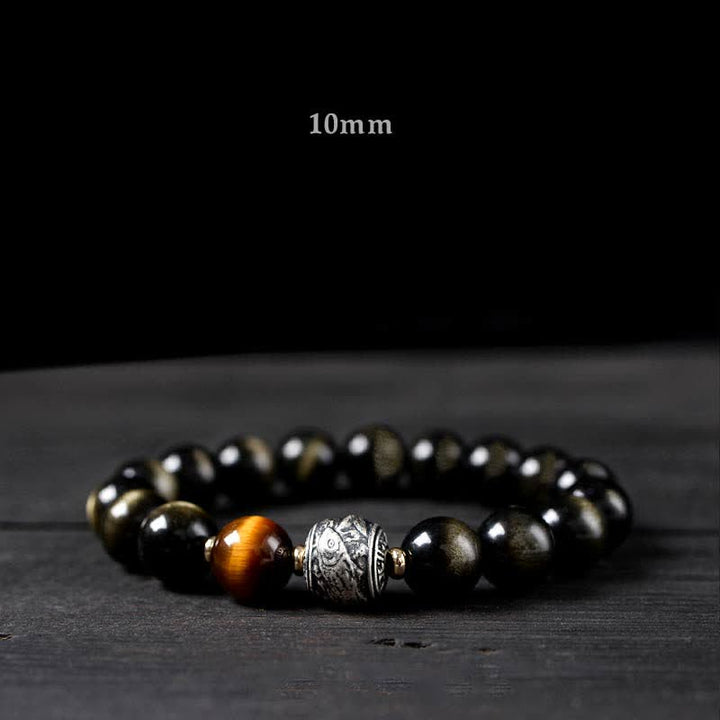 Buddha Stones para experimentar una inversión de la fortuna Pulsera de protección de obsidiana con brillo dorado de obsidiana arcoíris