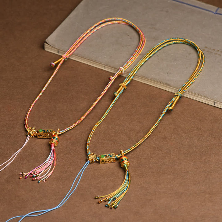 Colgante de collar de riqueza de cobre con cadena colorida de Buddha Stones - image 1