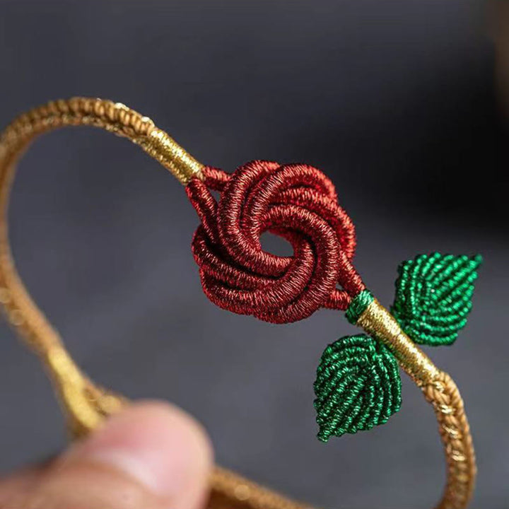 Pulsera hecha a mano con Buddha Stones, cuerda de flor rosa, ocho hilos, nudo de paz, suerte