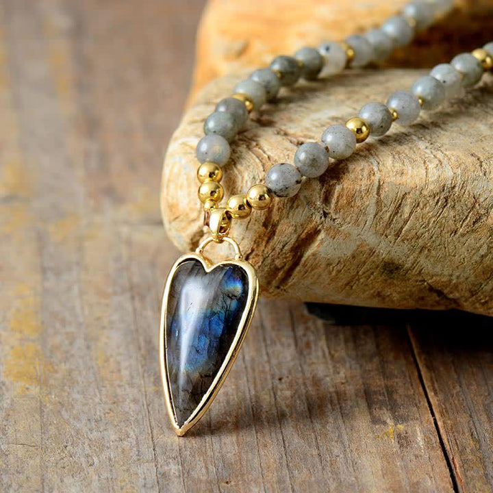 Colgante de collar con cuentas curativas de apoyo de labradorita de Buddha Stones