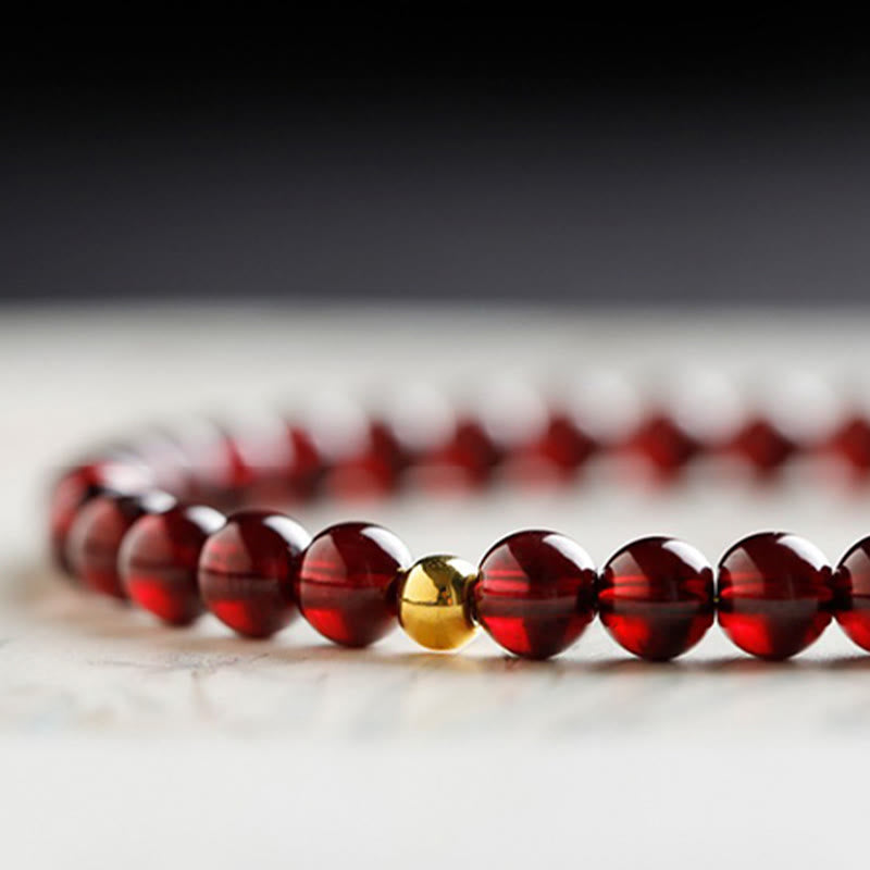 Pulsera de protección con granate natural y pez Koi de oro 999 de Buddha Stones - image 11