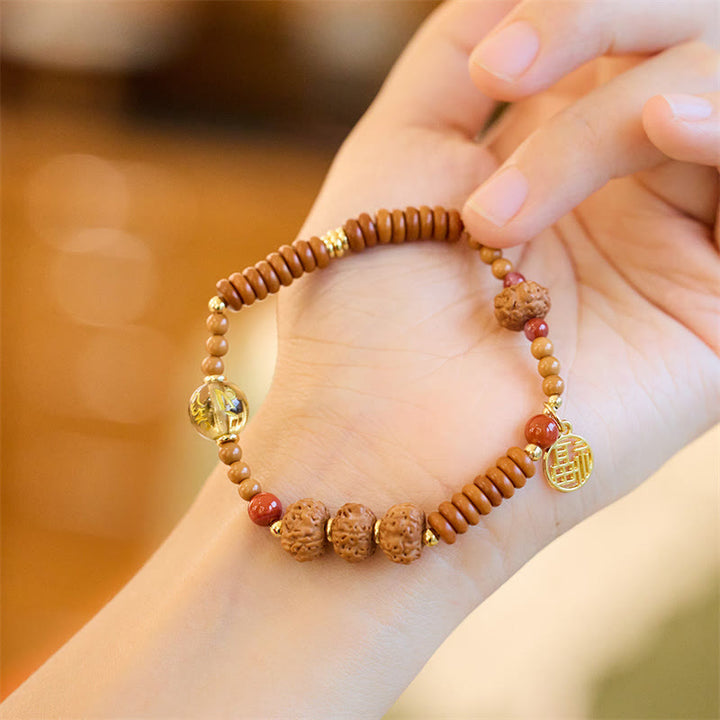 Buddha Stones, semilla tibetana de Bodhi, ónix negro, cuarzo ahumado, Om Mani Padme Hum Fu, pulsera de riqueza con carácter