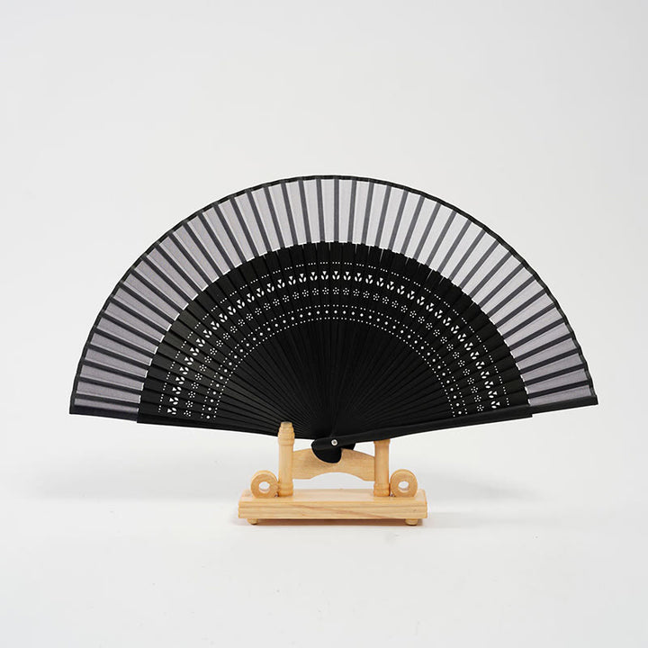 Abanico plegable de bambú de mano grabado hueco de color degradado de Buddha Stones