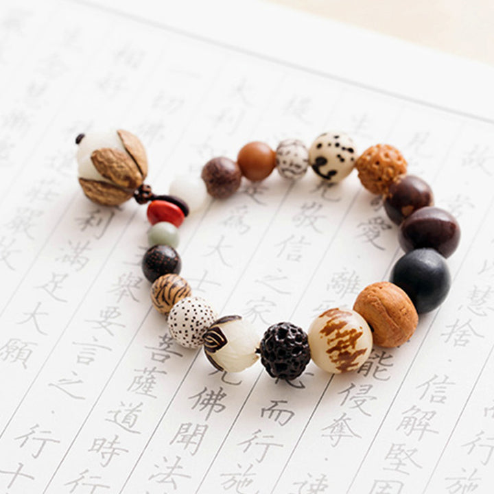 Pulsera Mala de muñeca de la paz de la sabiduría del loto de la semilla de Bodhi