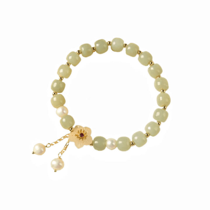 Pulsera de abundancia de felicidad con perlas de flor de jade hetiano