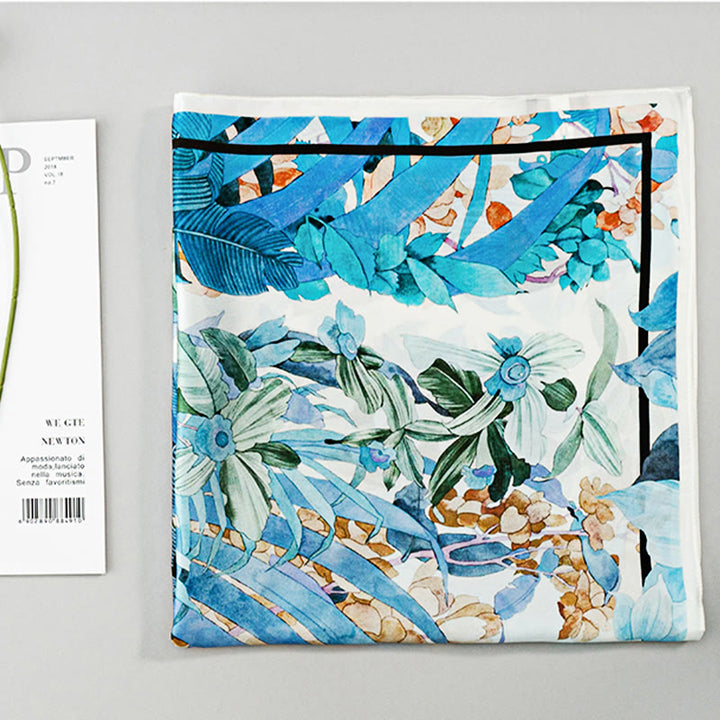 Bufanda de seda de morera 100% con pintura al óleo de jungla de Buddha Stones , bufanda de cuello de seda de doble cara de grado superior 6A - image 12