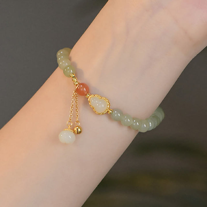 Pulsera de la suerte de la abundancia del loto de la calabaza del jade hetiano de plata de ley 925 - image 4