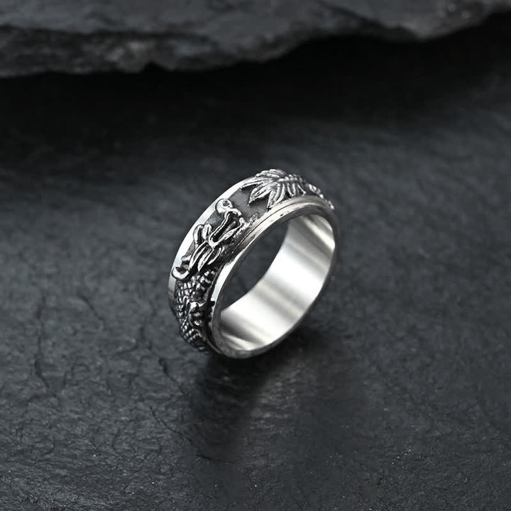 Buddha Stones Anillo de estimulación giratorio de acero de titanio Dragon - image 16