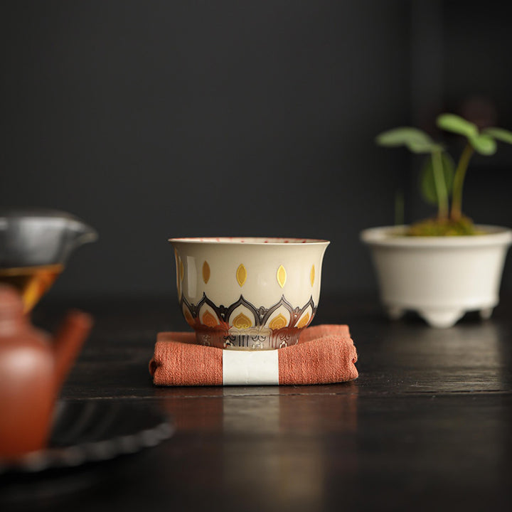 Buddha Stones Dunhuang Color Mil Budas Taza de té Kung Fu Taza de té 100ml