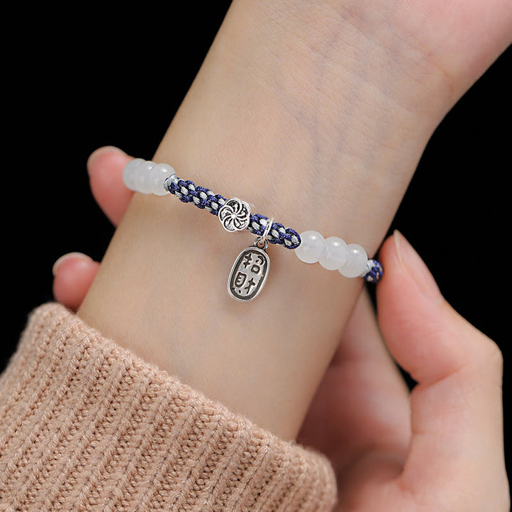 Pulsera de cuerda de la suerte hecha a mano con Buddha Stones