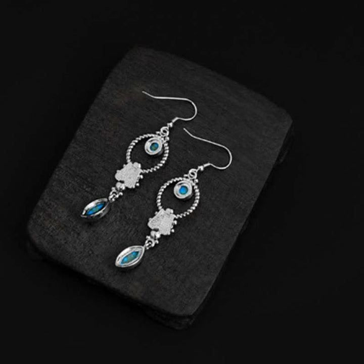 Pendientes colgantes de plata de ley 925 con diseño de gota de agua turquesa vintage