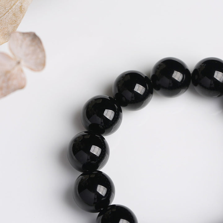 Pulsera de la fortuna de ónix negro natural con Buddha Stones