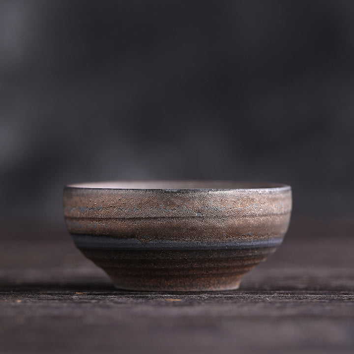 Taza de té de cerámica con textura de rayas marrones simples , Buddha Stones, tazón de taza de té de Kung Fu