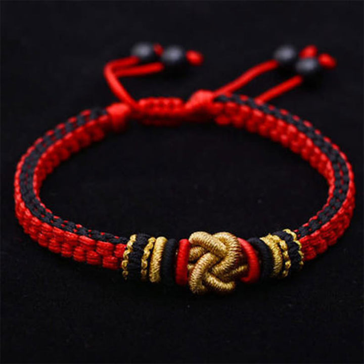 Pulsera hecha a mano con Buddha Stones, cuerda colorida, nudo de amor verdadero, suerte