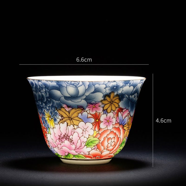 Taza de té de cerámica de porcelana azul y blanca, Buddha Stones, flores coloridas, orquídeas, olas del mar, taza de té de Kung Fu